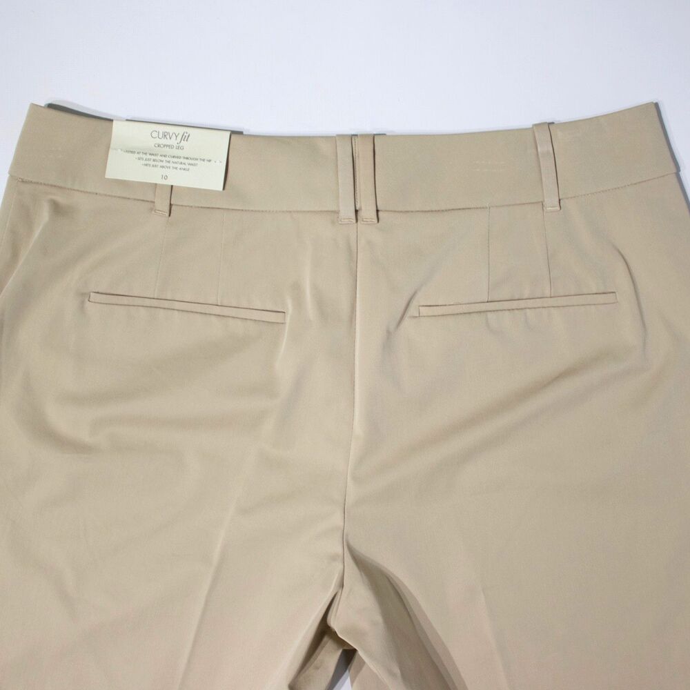 NWT Ann Taylor Curvy Fit Cropped Pants Light Beige Stretch Women Size 10 (A6) - Picture 11 of 14